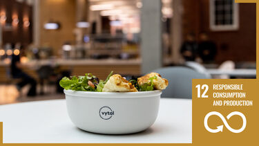 a reuseable salad bowl with sdg12 logo overlaid