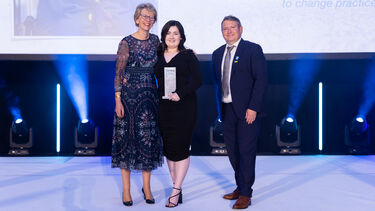 A photo showing student Emma Peet winning her Student Nursing Times award