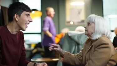 A photo of Dimitris with an elderly lady