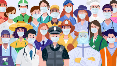 A photo of essential workers