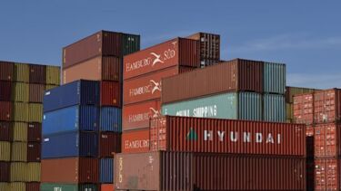 Large metal shipping containers.