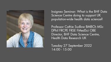 Insigneo Seminar graphic Cathie Sudlow talk details