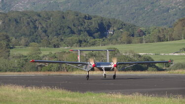 An ULTRA UAV on a runway ready for takeoff