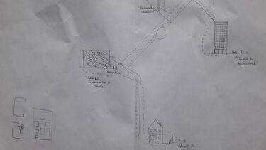 Drawn map of University campus