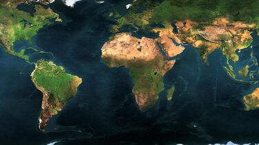 A flat, aerial view of the Earth from space