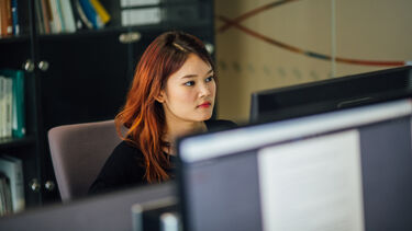 Student using a computer