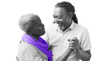 elderly couple dancing