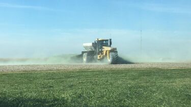 Tractor in grassy field