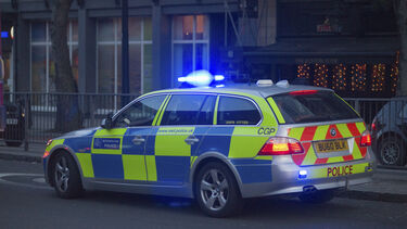 Police car with lights on
