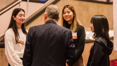 Sheffield alum in conversation with students.