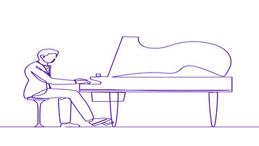 illustration of Mozart playing the piano