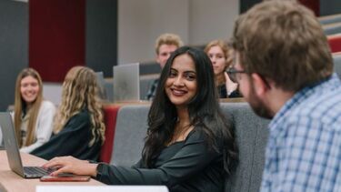 Sanjana in a lecture theatre