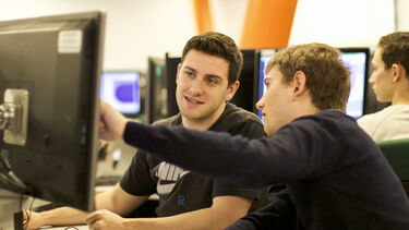 Students using the Diamond PC room