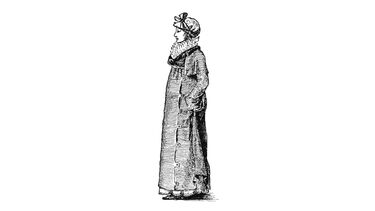 drawing of a woman dressed in 1800 clothing