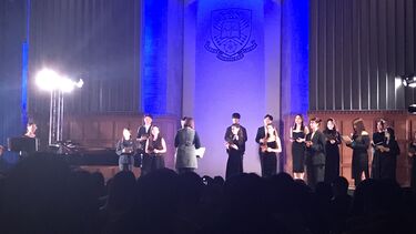 Chinese MA students perform at Firth Hall with Dr Sarah Watts