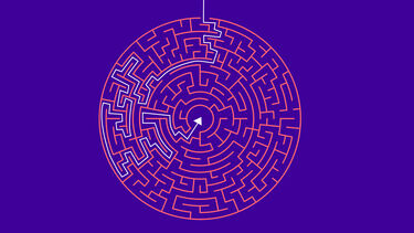 maze with pathway and arrow pointing to center