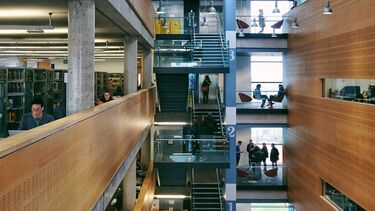 The central staircase of the Information Commons across all 4 floors