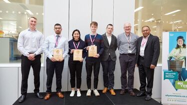 A group of people at a prize giving event