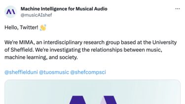 An image showing MIMA's first tweet.