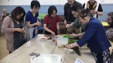 Zongzi making workshop in action