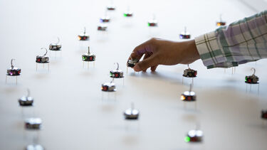 Lots of Kilobots moving independently, not connected together