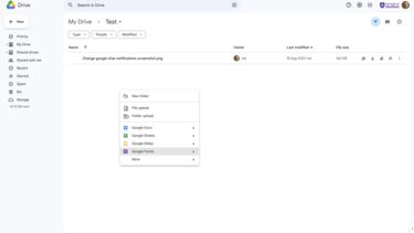 Creating a Google Form screenshot