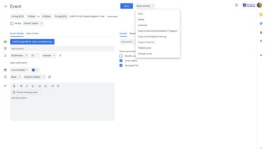 Edit google event settings screenshot