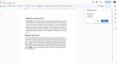 Google Docs Spell Check screenshot