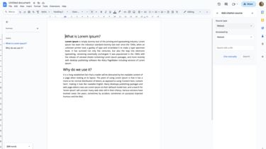 Google docs Citations screenshot
