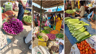 an outdoor food market in India