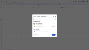 Sharing a google sheet screenshot