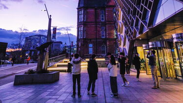 Exterior of The Diamond at Dusk