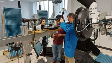 The team setting up the measurements