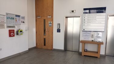 Location of AED in Cathedral Court