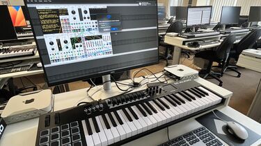 shot of computer with music technology software