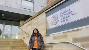 Amrutha outside the Management School.