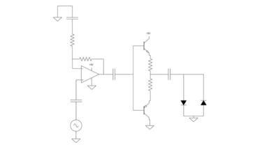 Circuit diagram for distortion guitar pedal created by Hazem