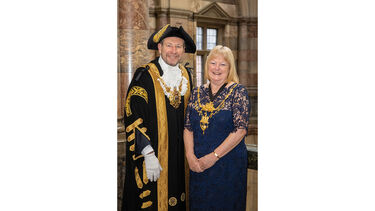 Colin and Susan Ross wearing the traditional gowns as Lord and Lady Mayor of Sheffield