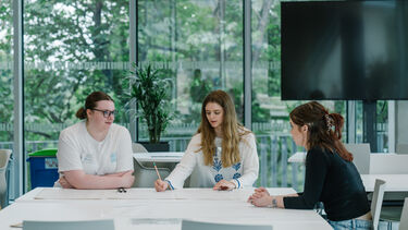 Students collaborating on ideas