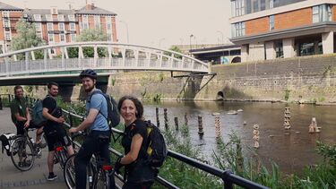 Riders at the Five Weirs Walk cycle path on route to Blackburn Meadows in 2018