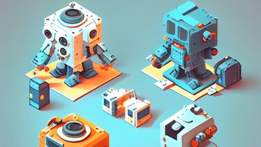 Isometric cartoon robots