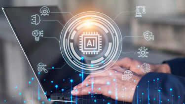 Image of laptop with AI images overlaid