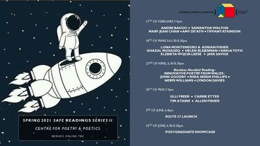 Centre for Poetry and Poetics Presents: Spring 2021 Safe Readings Series 2
