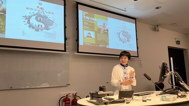 Professor Wang delivers Tai Chi lecture