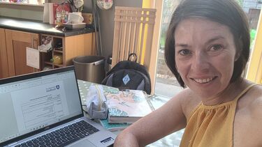 Nichola Crozier accessing learning materials on her laptop during her first study day