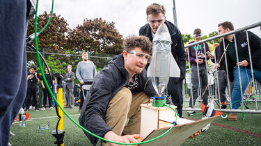 First Year Mechanical Engineering students on Rocket Launch Day