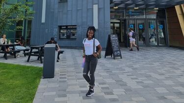 Kristen outside the SU.