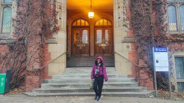 Kristen outside Firth Court.