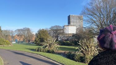 Jodie Walters walking through Weston Park.
