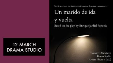 poster of Spanish play that reads un marido de ida y vuelta